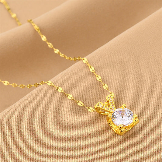 Solitaire Square Stone Pendant Necklace