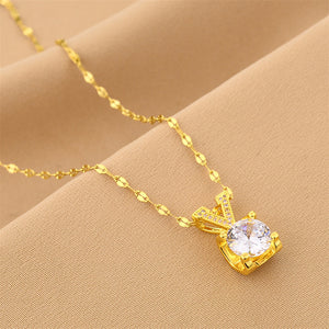 Solitaire Square Stone Pendant Necklace