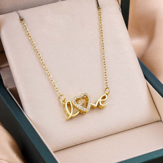 Sparkling Crystal Love Letter Pendant