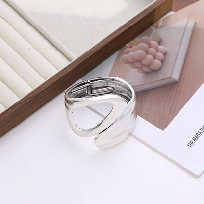 Abstract Pebble Silver Statement Bangle