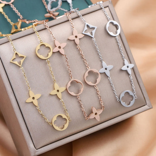 Floral Link Charm Necklace