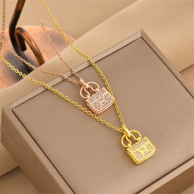 18K Gold Plated Luxury Bag Pendant Necklace