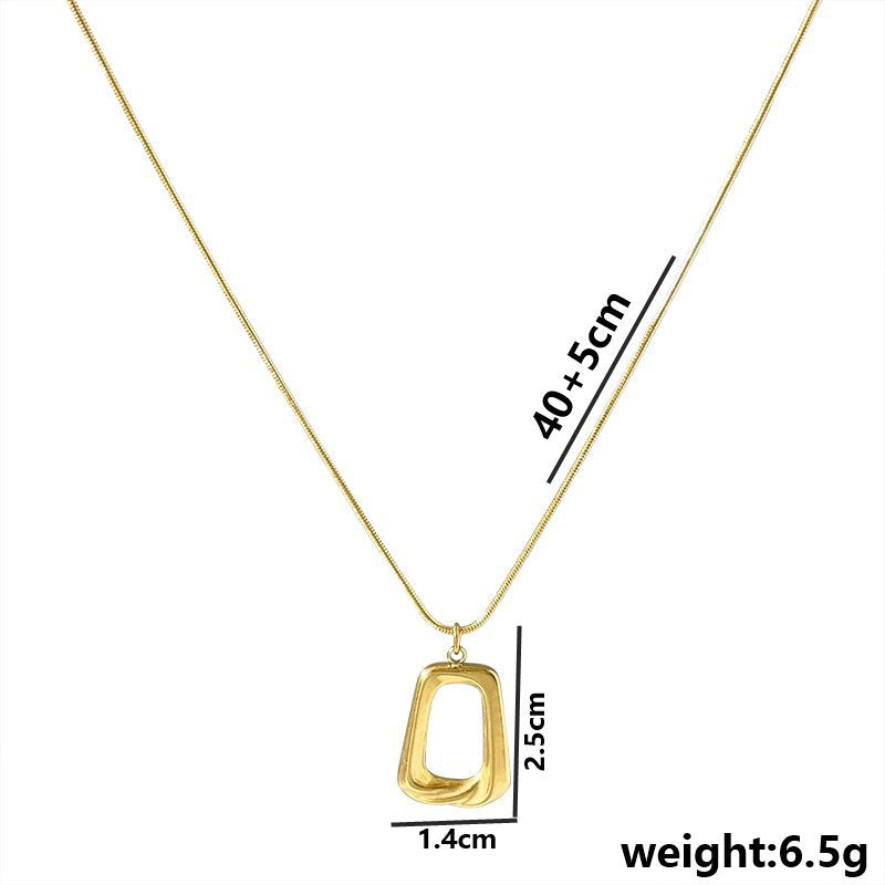 Gold Abstract Geometric Frame Necklace