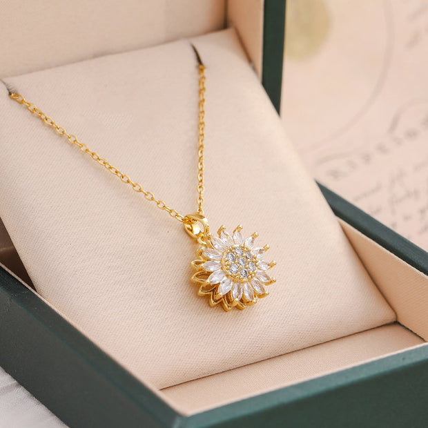 Sunflower Crystal Pendant Necklace