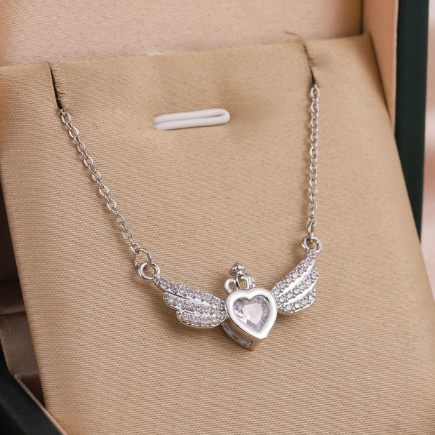 Angel Heart Wing Zircon Necklace