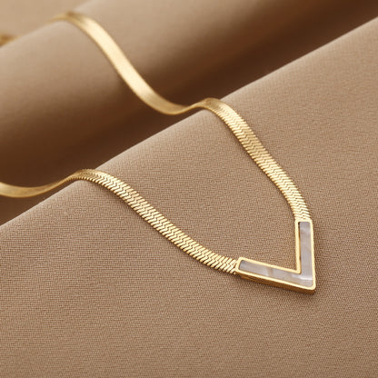 Midnight Chevron Snake Chain Necklace