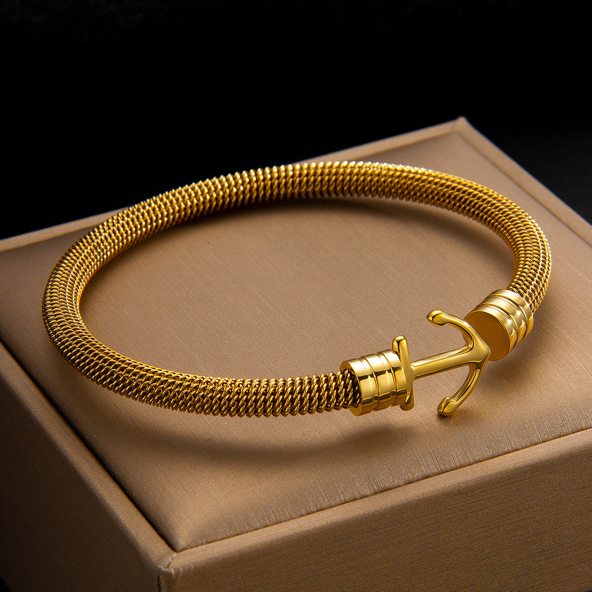 The Voyager Anchor Mesh Cuff Bracelet