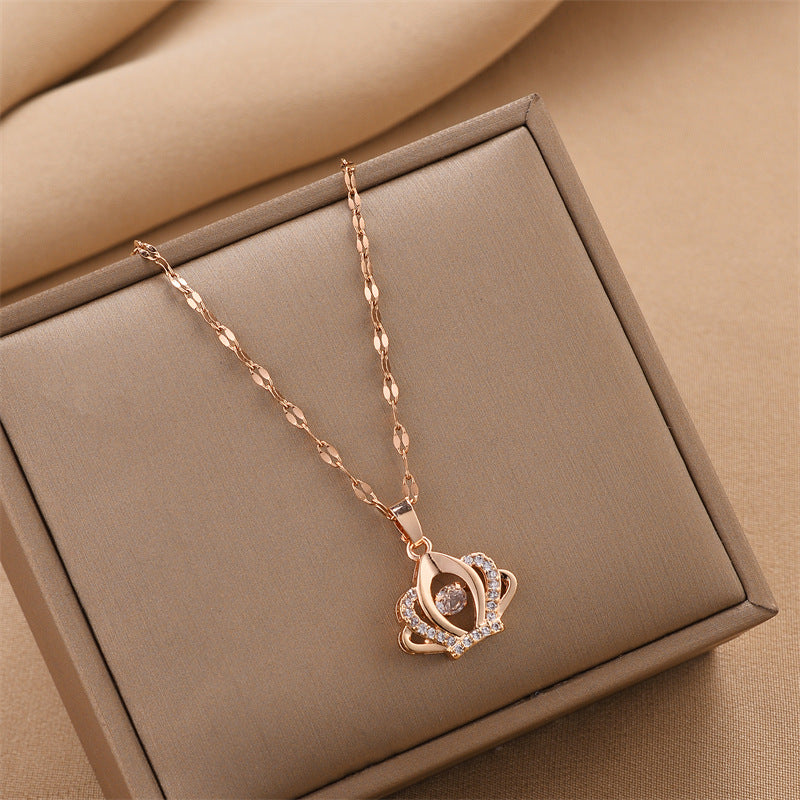 Royal Crown Zircon Pendant Necklace