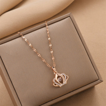 Royal Crown Zircon Pendant Necklace