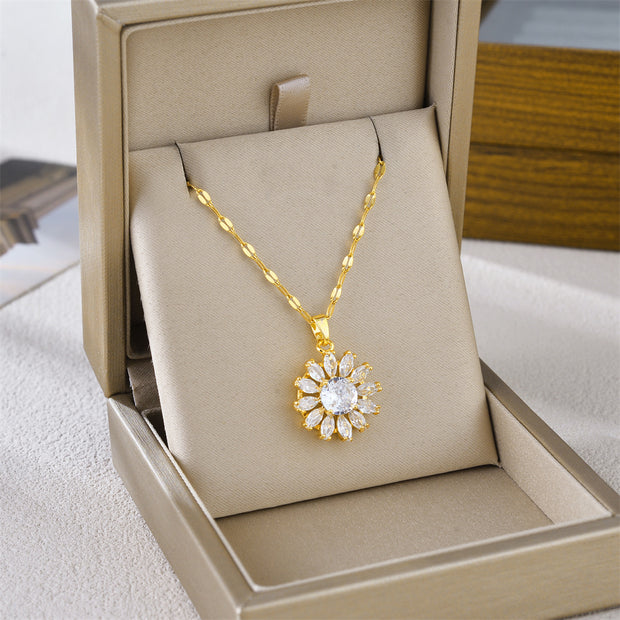 Crystal Sunflower Pendant Necklace