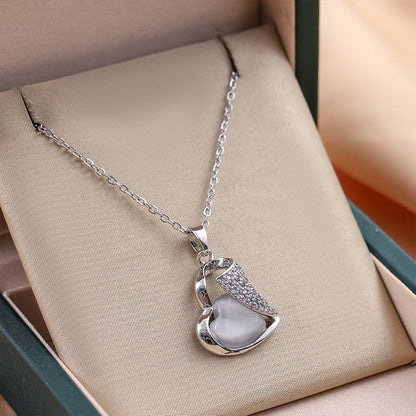 Aura Heart Cat’s Eye Pendant Necklace