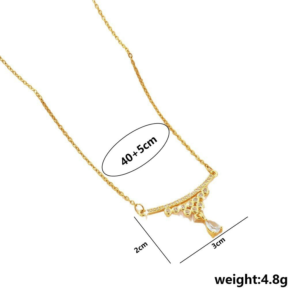 CZ Curve Drop Pendant Necklace