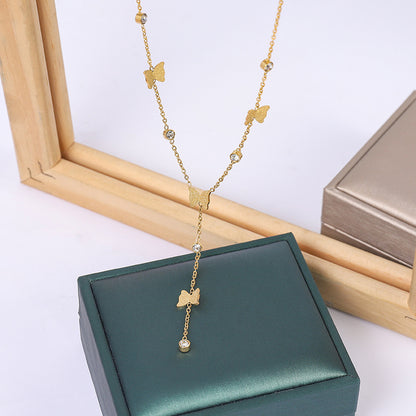 Butterfly Drop Chain Necklace