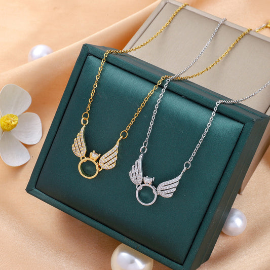 Angel Wings Ring Pendant Necklace