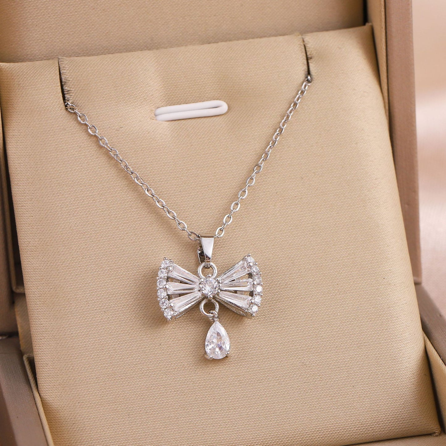 Golden Coquette Bow Pendant Necklace