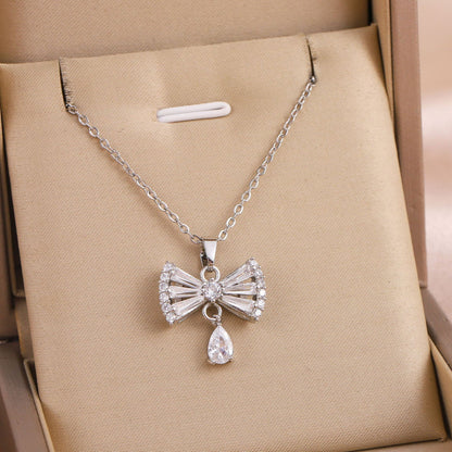 Golden Coquette Bow Pendant Necklace