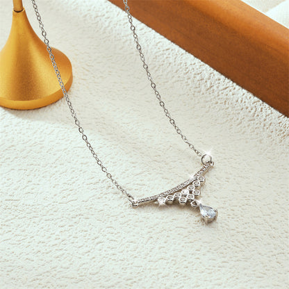 CZ Curve Drop Pendant Necklace
