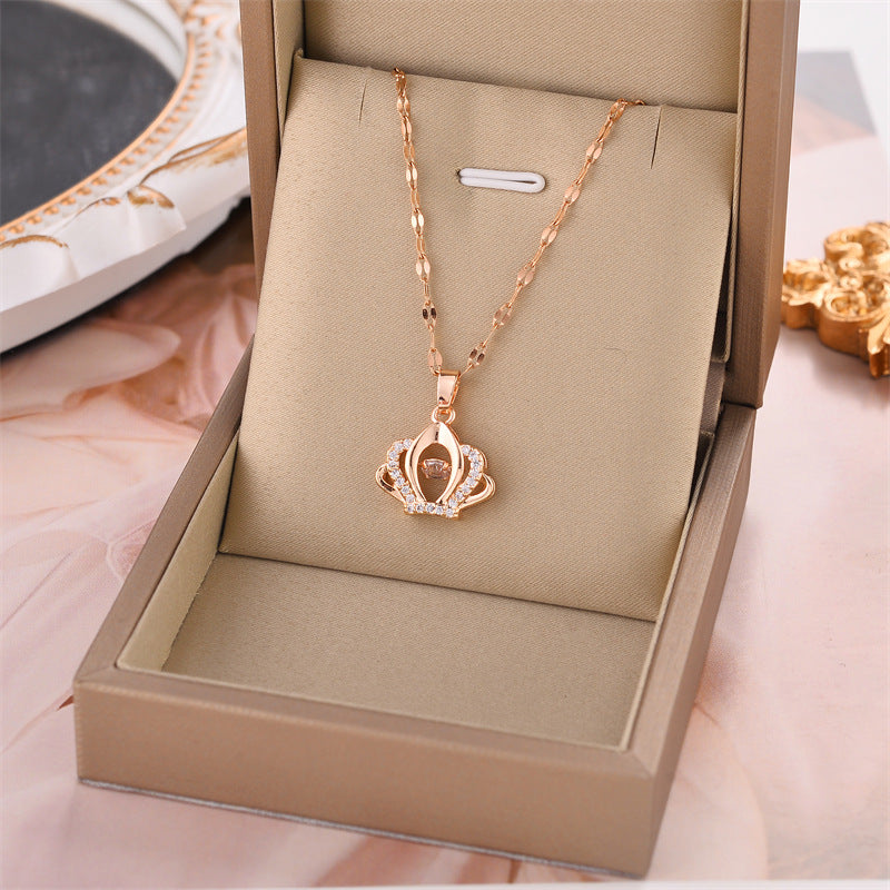Royal Crown Zircon Pendant Necklace