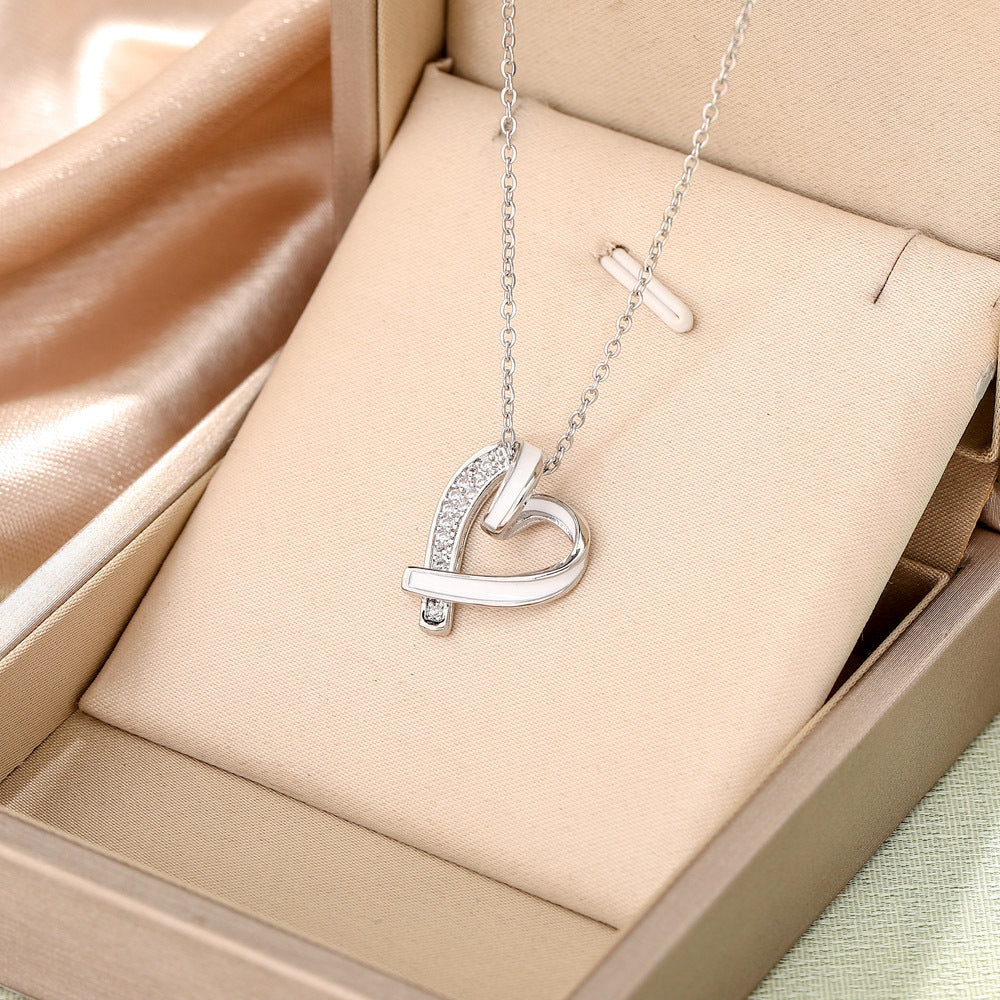 Colored Enamel Heart Gold Pendant Necklace