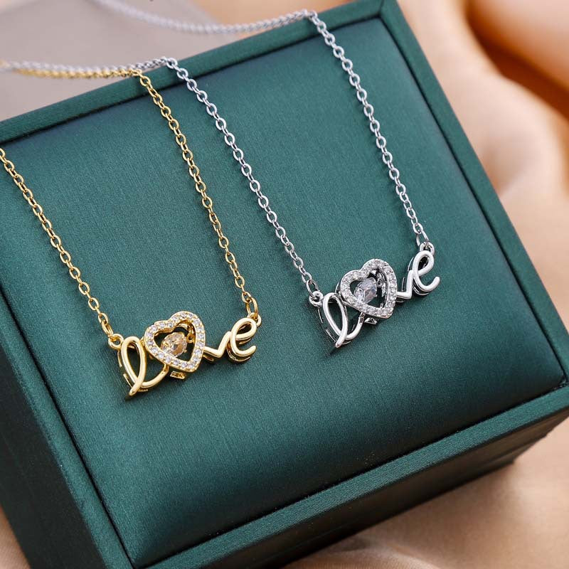 Sparkling Crystal Love Letter Pendant