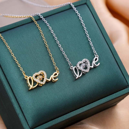 Sparkling Crystal Love Letter Pendant