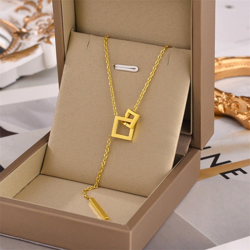 Geometric Drop Bar Necklace