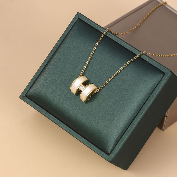 Trendy Enamel H Pendant Necklace