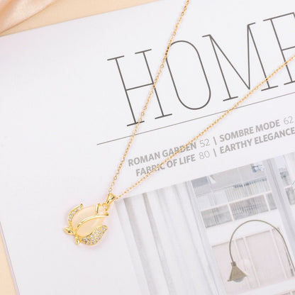 Opal Bloom Tulip Pendant Necklace