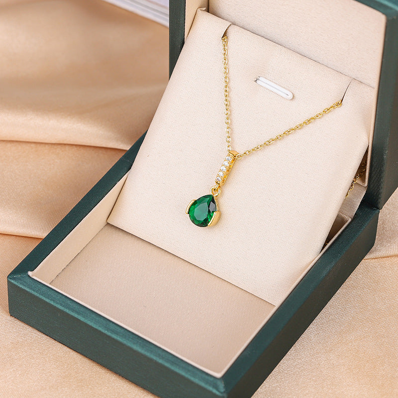 Minimal Crystal Drop Pendant Necklace