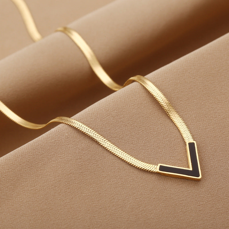 Midnight Chevron Snake Chain Necklace