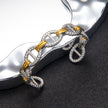 Nautical Link Dual Tone Silver and Gold Open Cuff Bracelet