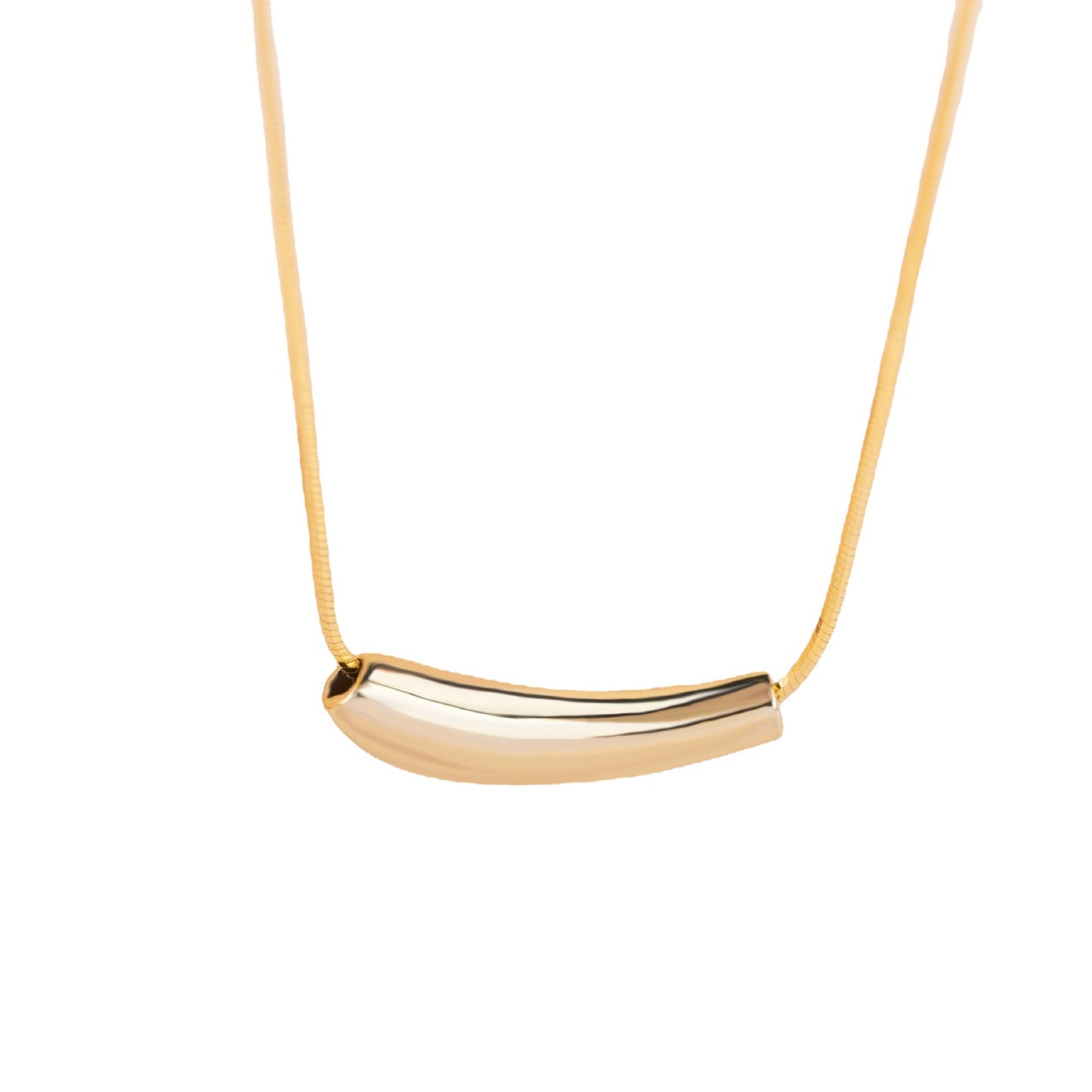 Luxury 18K Gold Plated Curved Bar Necklace
