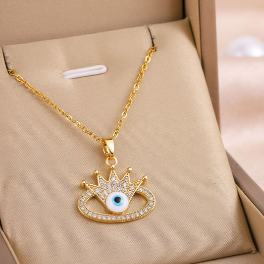 Majestic Crystal Evil Eye Protection Necklace