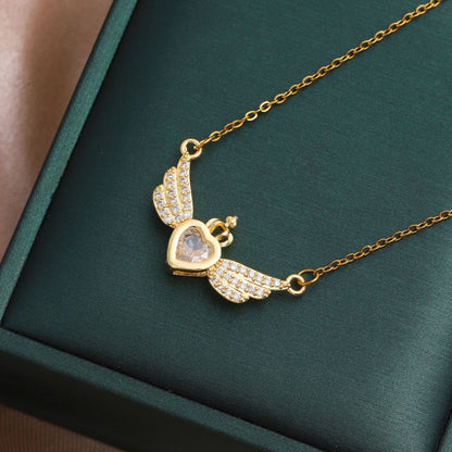 Angel Heart Wing Zircon Necklace