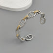 Nautical Link Dual Tone Silver and Gold Open Cuff Bracelet
