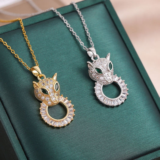 Panther Ring Gold Pendant Necklace
