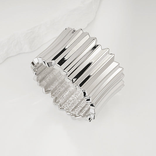 Prism Ribbed Silver Cuff Bracelet
