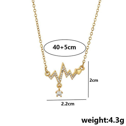 Heartbeat Heart Zircon Pendant Necklace