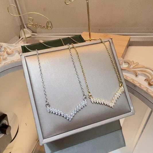 CZ Chevron V Pendant Necklace
