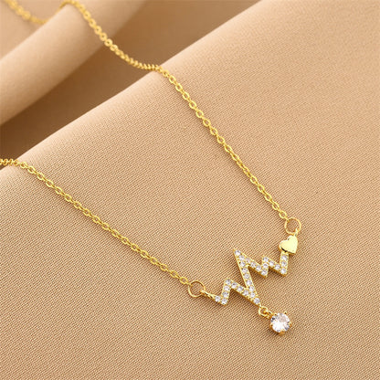 Heartbeat Heart Zircon Pendant Necklace
