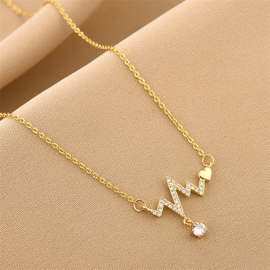 Heartbeat Heart Zircon Pendant Necklace