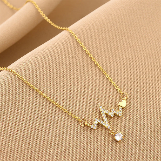 Heartbeat Heart Zircon Pendant Necklace