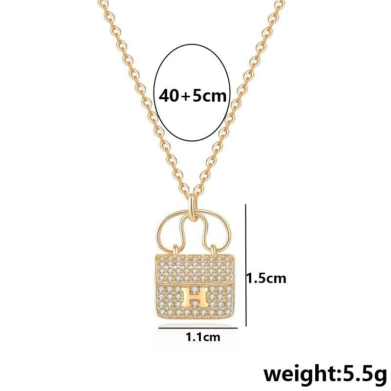 18K Gold Plated Luxury Bag Pendant Necklace