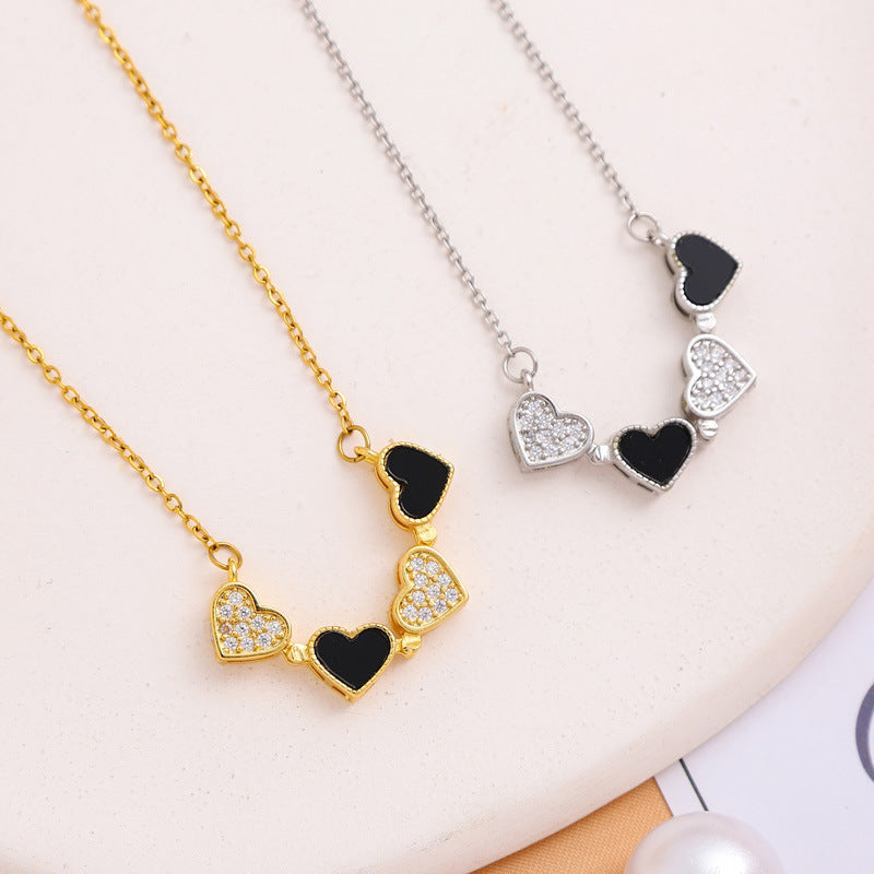 Lucky Clover Convertible Heart Zircon Pendant Necklace