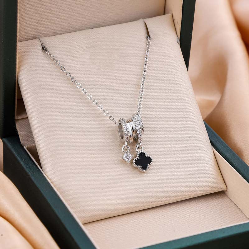 Bloom Clover Charm Zircon Necklace