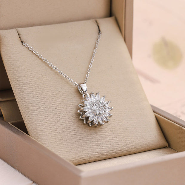 Sunflower Crystal Pendant Necklace