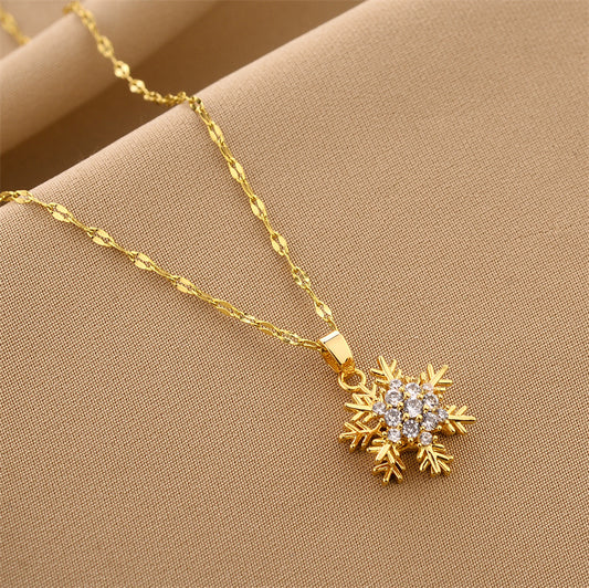Snowflake Gold Pendant Necklace