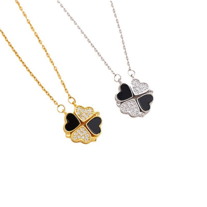 Lucky Clover Convertible Heart Zircon Pendant Necklace