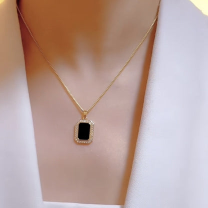Midnight Noir Geometric Gold Chain Necklace