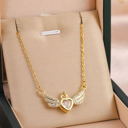 Angel Heart Wing Zircon Necklace